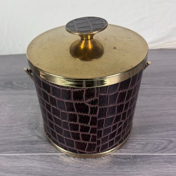 Serv-Master Creations Mid Century Modern Faux Alligator Chrome Ice Bucket - Picture 2 of 8